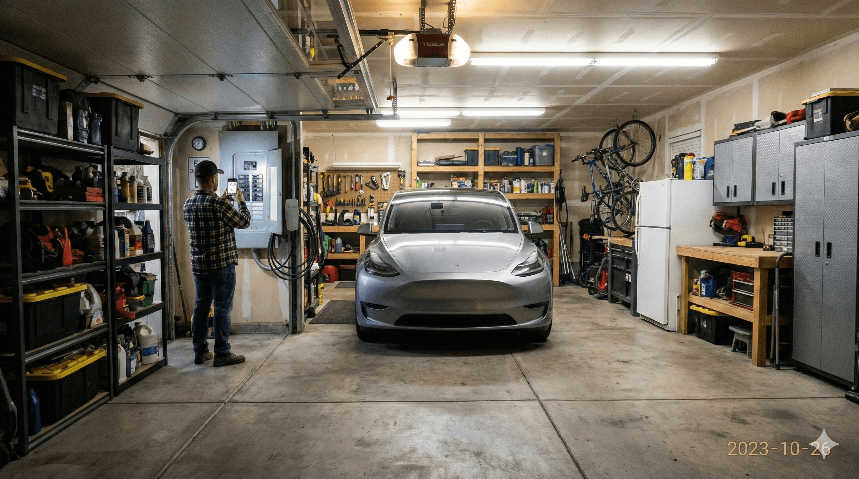 Homeowner uploading electrical panel photo for EV charger load calculation